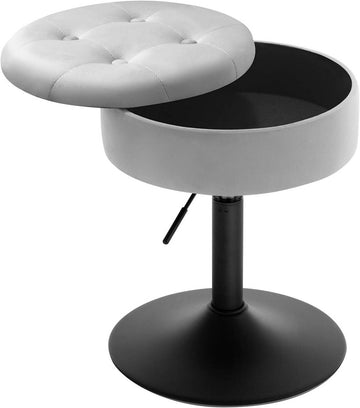 Verstelbare lage barstoel met opbergruimte, fluweel | Lichtgrijs | 38,5x38,5x50-66,5 cm