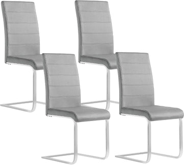 4-delige eetkamerstoelenset met hoge rugleuning, fluweel | Zwart, donkergrijs | 41x55,5x100 cm