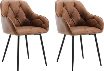 Set van 2 eetkamerstoelen met armleuningen | Bruin | 56x53x83,5 cm