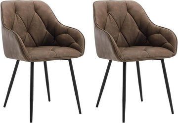Set van 2 eetkamerstoelen met armleuningen | Donkerbruin | 56x53x83,5 cm