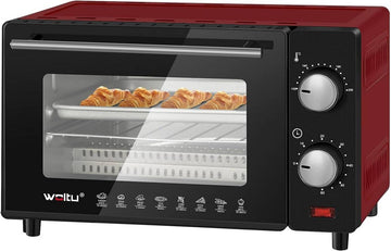 Minioven 10 liter 800 W met timer en bakplaat | Rood | 37x21x26 cm