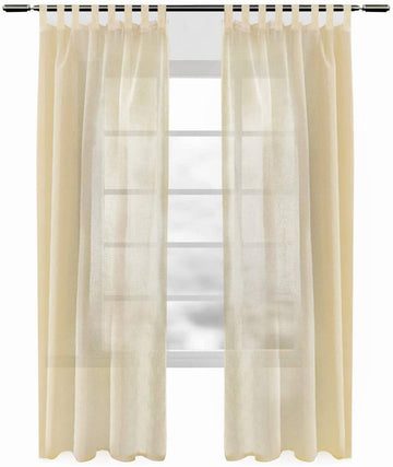 2-delige transparante lussengordijnen linnenlook | Zand | 140x225 cm