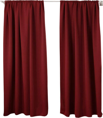 Set van 2 verduisterende gordijnen met plooiband | Bordeaux | 135x245 cm