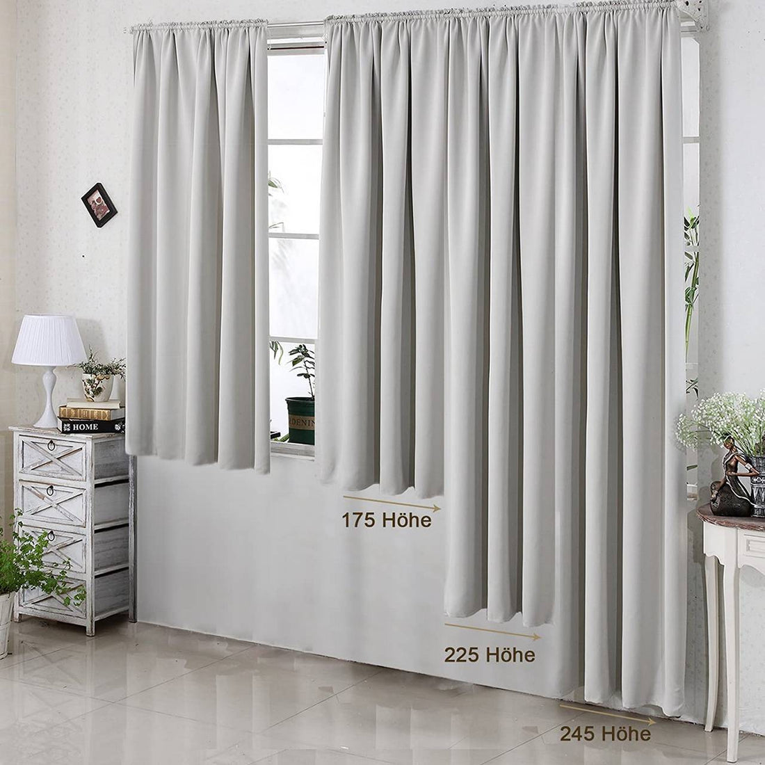 2-delige verduisteringsgordijnset met plooiband | Beige | 135x225 cm