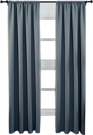 2-delige verduisteringsgordijnen met plooiband | Leisteengrijs | 117x138 cm
