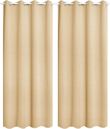Set van 2 verduisterende gordijnen met ringen | Champagne | 135x225 cm