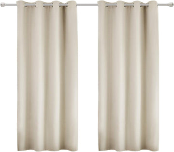 Set van 2 verduisterende gordijnen met ogen | Crème | 135x175 cm