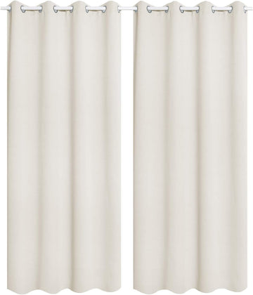 Set van 2 verduisterende gordijnen met ringen | Crème | 135x245 cm
