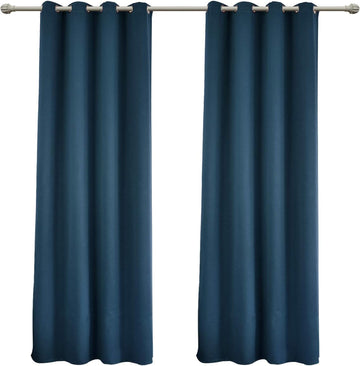 Verduisterende gordijnen met ogen 2 stuks | Donkerblauw | 135x225 cm