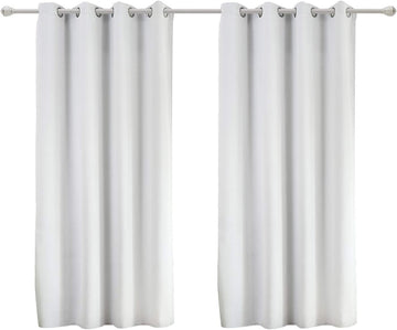 Set van 2 verduisterende gordijnen met ogen | Wit-grijs | 135x175 cm