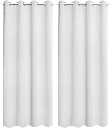 Set van 2 verduisterende gordijnen met ogen | Wit-grijs | 135x245 cm