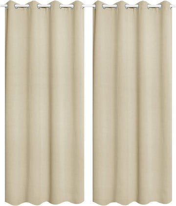Set van 2 verduisterende gordijnen met ringen Zand 135x225 cm