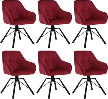 6-delige draaibare eetkamerstoelen met armleuningen | Bordeaux | 58,5x54,5x82,5 cm