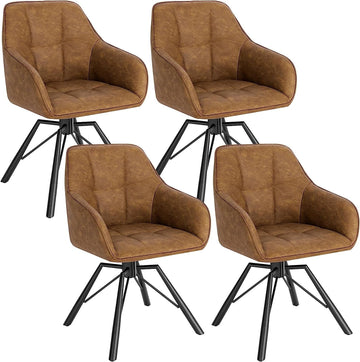 Draaibare eetkamerstoelen 4-delige set met armleuningen | Hellbruin | 58,5x54,5x82,5 cm