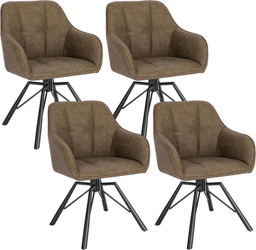 Draaibare eetkamerstoelen 4-delige set met armleuningen | Bruin | 58,5x54,5x82,5 cm