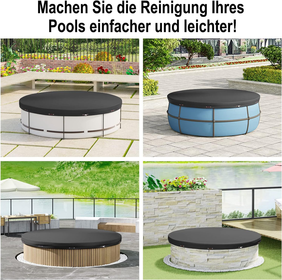 Schwimmbadabdeckung 200 g PE mit Ösen und Stahlseil 520 cm | Grau