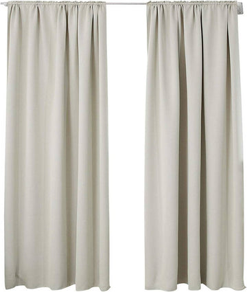 Set van 2 verduisterende gordijnen met plooiband 250 g/m² | Beige | 135x245 cm