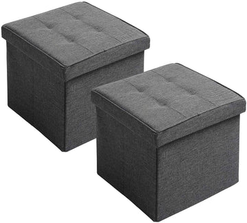 Set van 2 opvouwbare zitkrukken met opbergruimte | Grijs | 37,5x37,5x38 cm