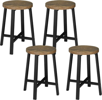 4-delige set eetkamerkrukken met metalen poten | Zwart | 29,5x46x29,5 cm