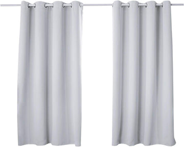 Set van 2 verduisteringsgordijnen met ogen | Kalkgrijs-wit | 135x245 cm