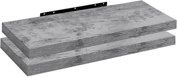 Set van 2 wandplanken voor boeken MDF hout grijs eiken | Grijs eiken | 110x22,9x3,8 cm