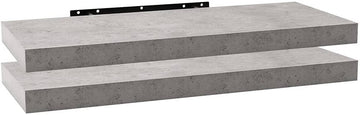 Set van 2 zwevende wandplanken voor boeken en decoratie | Donkergrijs | 25x22,9x3,8 cm