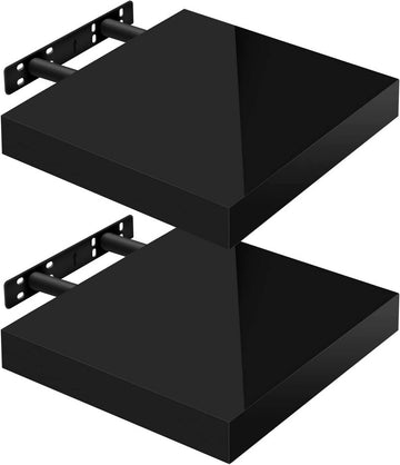 Set van 2 zwevende wandplanken | Zwart | 25x22.9x3.8 cm