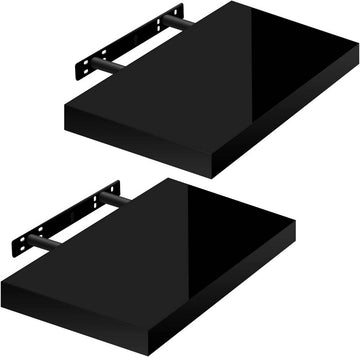 Set van 2 zwevende wandplanken | Zwart | 40x3.8x22.9 cm