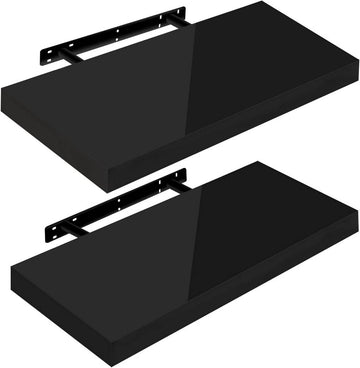 Set van 2 zwevende wandplanken | Zwart | 50x22.9x3.8 cm