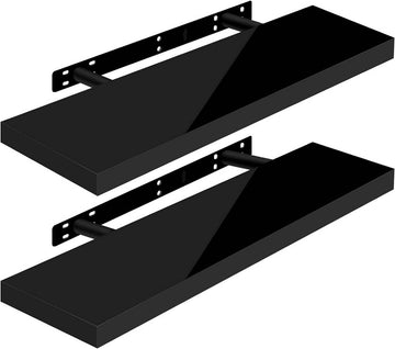 Set van 2 zwevende wandplanken | Zwart | 70x3.8x22.9 cm