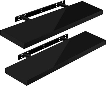 Set van 2 zwevende wandplanken | Zwart | 80x22.9x3.8 cm