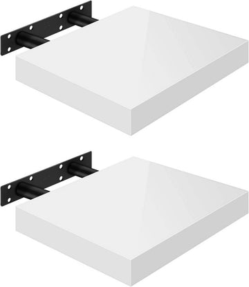 Set van 2 zwevende wandplanken | Wit | 30x22.9x3.8 cm