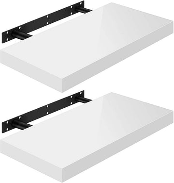 Set van 2 zwevende wandplanken | Wit | 40x3.8x22.9 cm