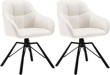 Draaibare eetkamerstoelen met armleuningen 2-delige set | Crème | 58,5x54,5x82,5 cm