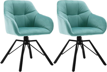 Draaibare eetkamerstoelen met armleuningen 2-delige set | Turquoise | 58,5x54,5x82,5 cm