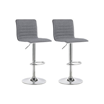 Barstoelen set van 2 - verstelbare barkrukken - met rugleuning - grijs - 42 x 46 x (91-113) cm