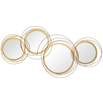 Wandspiegelset met 4 ronde spiegels | Kleur: Goud | Afmetingen: 107x4x56 cm