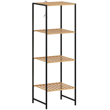 Bamboe badkamerrek met 4 planken | Kleur: Naturhout | Afmetingen: 36,5x33x110 cm