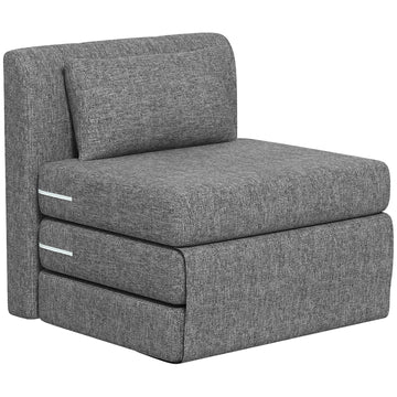 Slaapstoel - 3-voudige slaapbank met metalen frame | Kleur: Grijs | Afmetingen: 80x75x74 cm