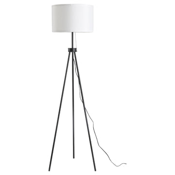 Staande lamp op driepoot met stoffen kap | Kleur: Zwart/Wit | Afmetingen: 37x37x152 cm