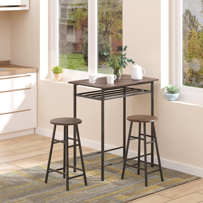 3-delige bartafelset met 2 barkrukken | Kleur: Zwart+Eiken | Afmetingen: 80x50x90 cm