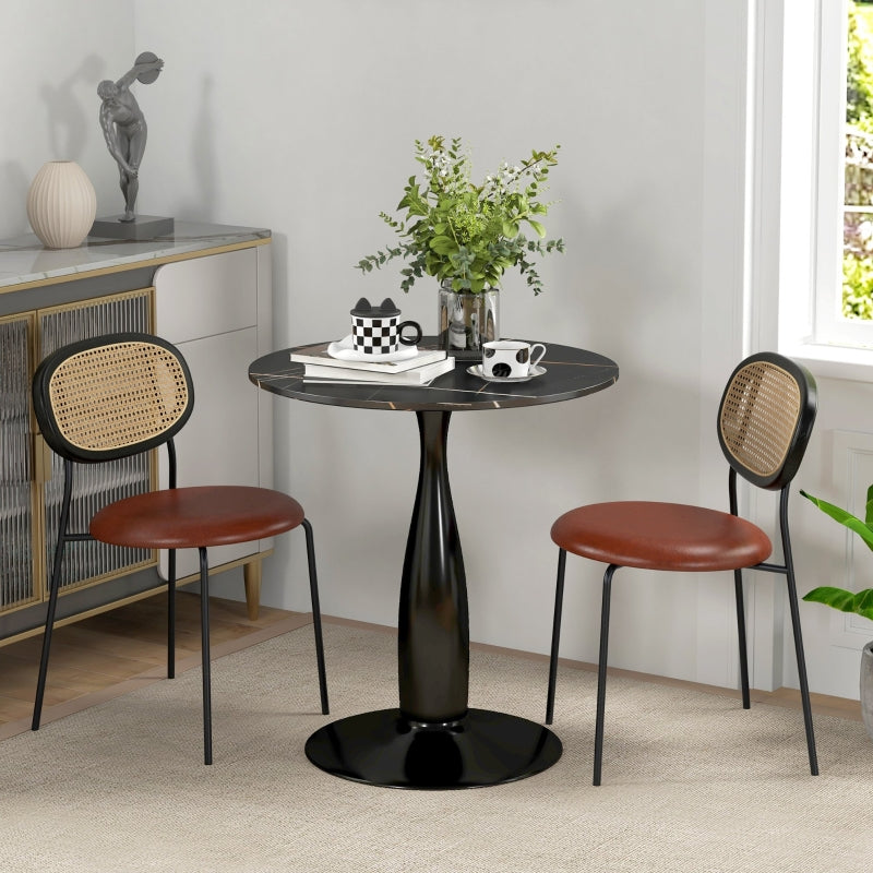 Ronde eettafel voor 2 personen - MDF en staal | Kleur: Zwart | Afmetingen: 70x70x74 cm