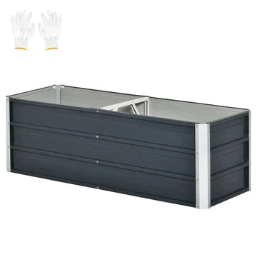 Verhoogde plantenbak - Metalen moestuinbak | Kleur: Donkergrijs | Afmetingen: 47x125x40 cm