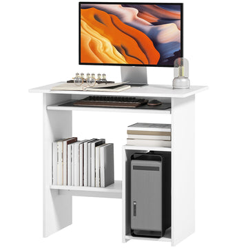 Computerbureau - Computertafel met opbergruimte | Kleur: Wit | Afmetingen: 80x45x75 cm