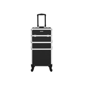 Make-uptrolley 3-in-1 - Make-upkoffer met universele wielen - Zwart - 35 x 68,5 x 25 cm
