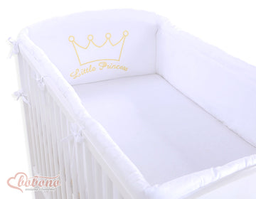 Universele XXL bumper babybed - bedomranding - ademend, anti-allergisch, met kroonborduring