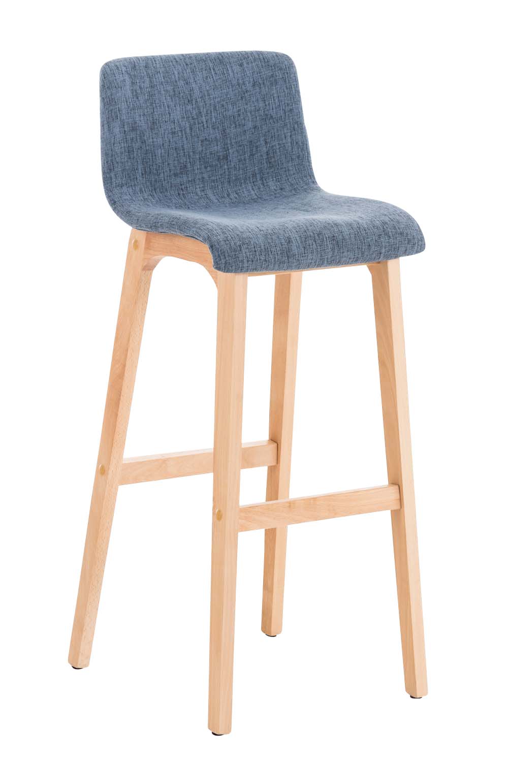 Barkruk met Stoffen Zitting - Barstoel - Comfortabele Ergonomische Rugleuning & Houten Onderstel Kleur blauw