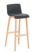 Barkruk met Stoffen Zitting - Barstoel - Comfortabele Ergonomische Rugleuning & Houten Onderstel Kleur donkergrijs