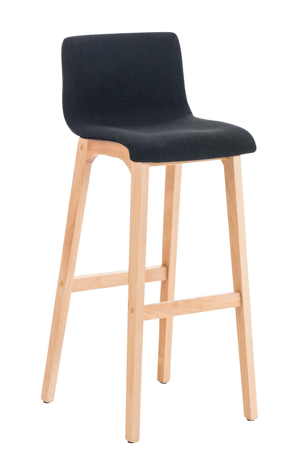 Barkruk met Stoffen Zitting - Barstoel - Comfortabele Ergonomische Rugleuning & Houten Onderstel Kleur zwart