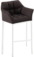Barkruk Damaso - Hoge Kruk - Comfortabele Gewatteerde Rugleuning - Kunstleer Bekleding Kleur bruin Onderstel Kleur wit